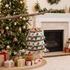 Tree Shaped Christmas Gift Bag Christmas Stockings Snowflakes Pattern Drawstring Bag Velvet Candy Bag Pendant Home Decoration