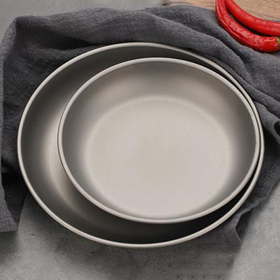 Pure Titanium Plate Outdoor Camping Picnic Tableware Titanium Alloy Plate Steam Dinner Plate Household Dish Antibacterial Anti-mold Titanium Plate