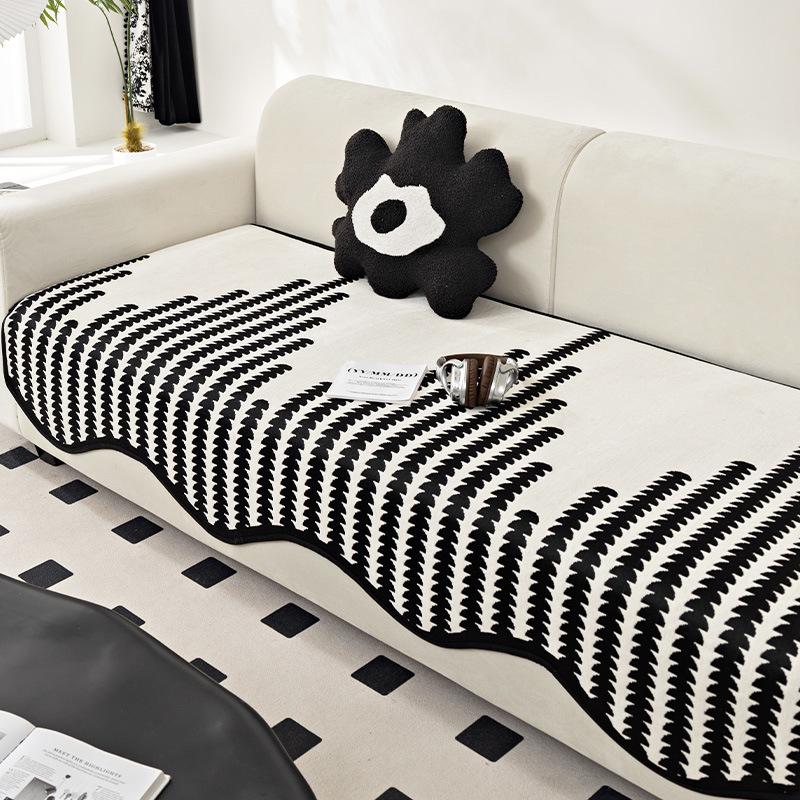 Special-Shaped Chenille Sofa Cover Pad New Light Luxury One-Piece Straight Non-Slip Leather Sofa Special Cover Seat Cushion