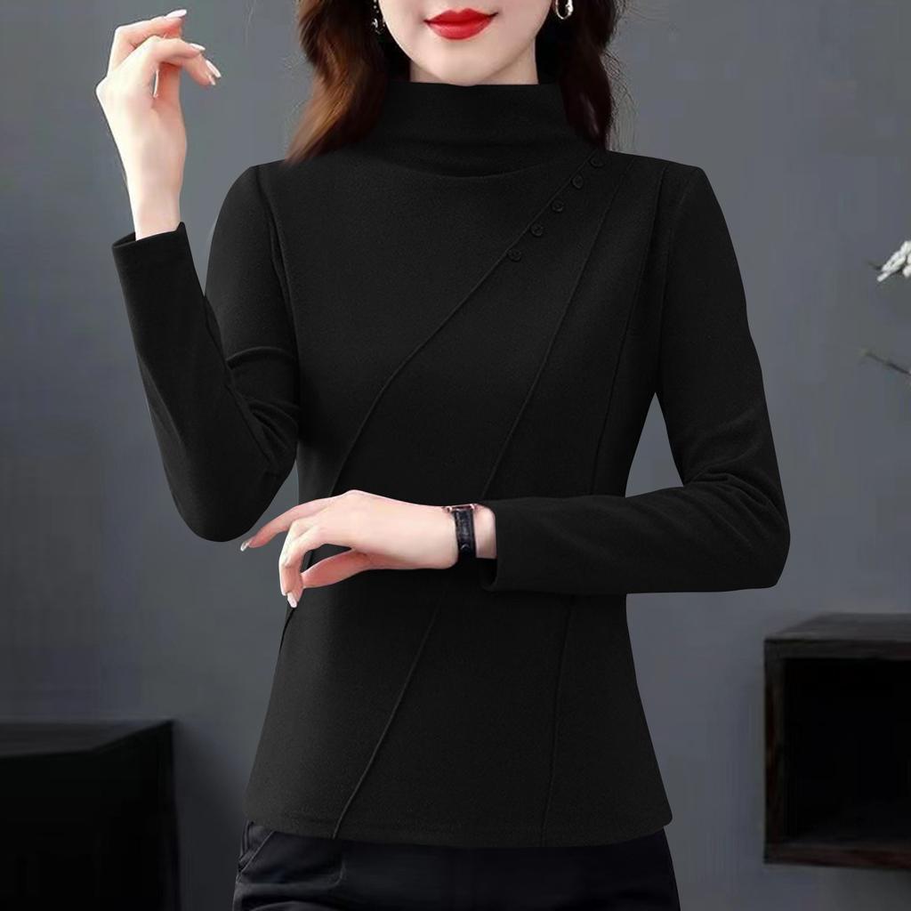 Gestrickter Pullover mit Spitze Rundhalsausschnitt Basis für Damen Langärmliger Pullover für Damen