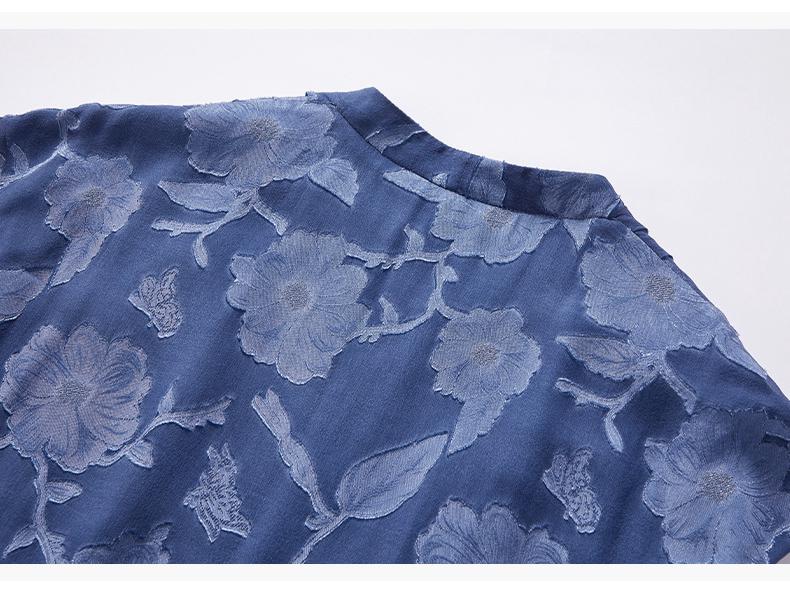 Ink Wash 100% Mulberry Silk Georgette Dress – Cutout Flutter Sleeve, Cinched Waist, New Chinese Style (Summer '26)