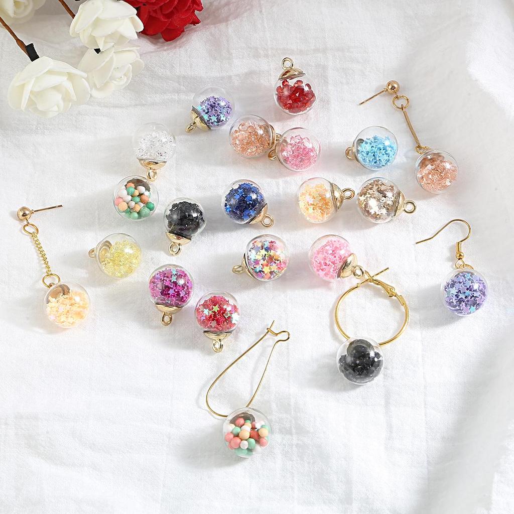 10Pcs Transparent Glass Ball Charm Pendant for Bracelet Necklace Jewelry Making DIY Earring