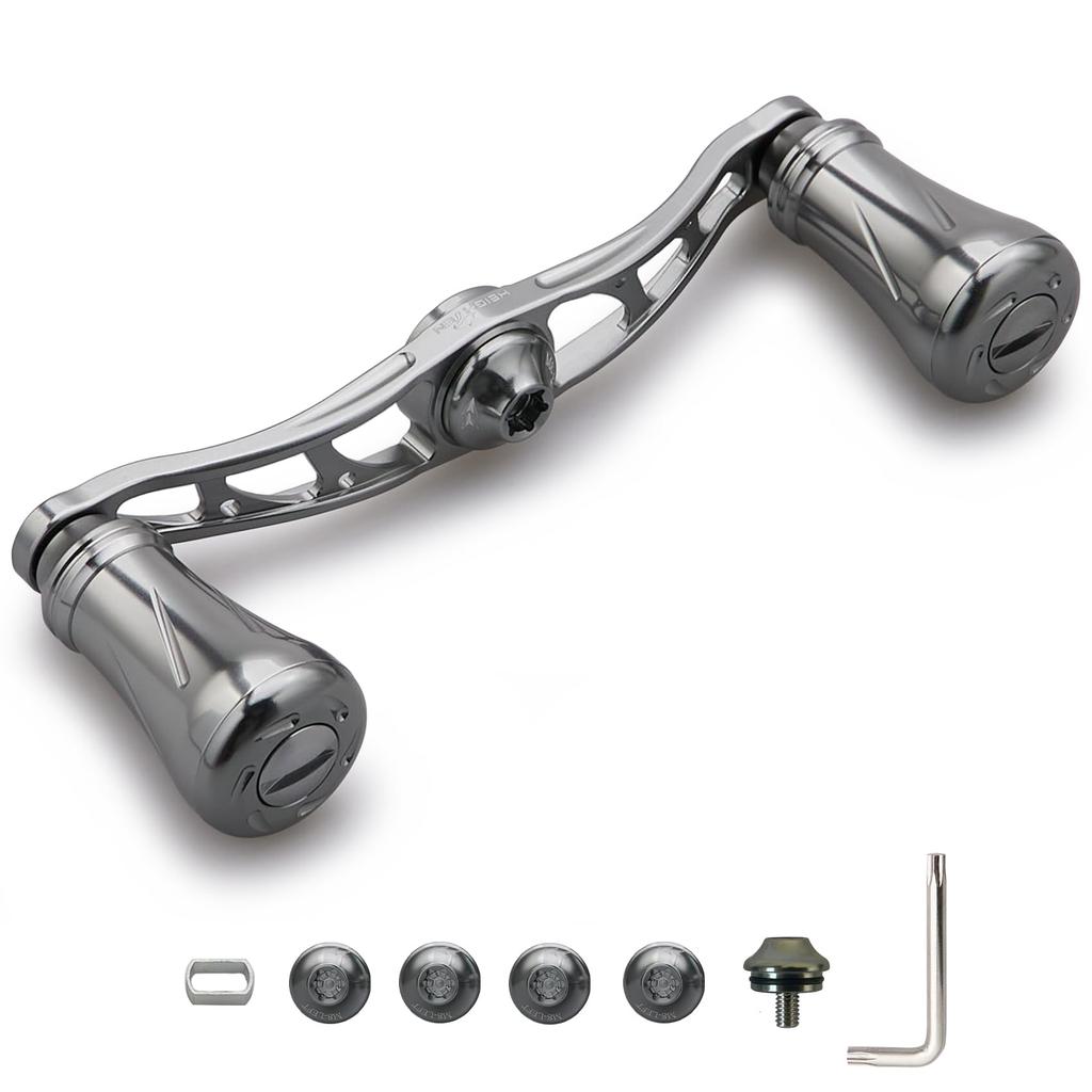 HEIGHTEN Arch Pillar Series 88mm/90mm Reel Handle with 19mm Knob, Compatible with Shimano, Daiwa, and Abu Baitcasting Reels (90mm - Gunmetal) (913)