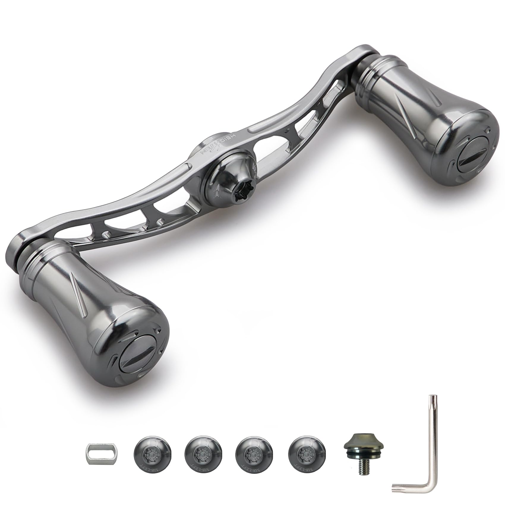 

HEIGHTEN Arch Pillar Series 88mm/90mm Reel Handle with 19mm Knob, Compatible with Shimano, Daiwa, and Abu Baitcasting Reels (90mm - Gunmetal) (913)