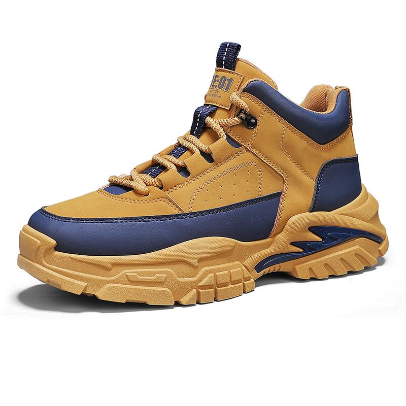 Men Short Boots High Top Thick Sole Wear-resistant Comfortable Lace Up Casual Shoes Breathable Non Slip Daily Commuting Sneakers