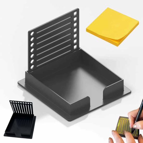 Sticky Note Holder with Stencil Plastic Post Note Dispenser Self-Sticky Note Pads Organizer with Line Drawing Template for Office Home