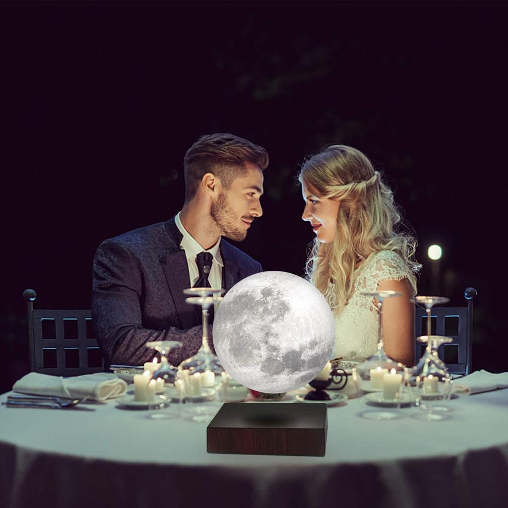 VGAzer Moon Lamp, 3D Printed Magnetic Levitating Moonlight Lamp for Home, Office Decor, and Creative Gifts - 6-Inch, 16 Colors, 20 Modes