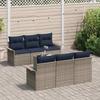 7 Piece Grey Garden Sofa Set with Cushions