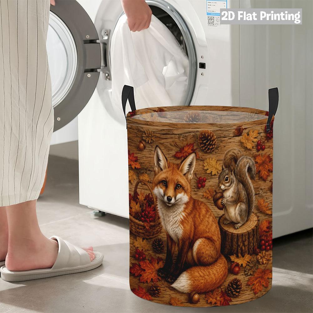 Collapsible Laundry Basket Large Round Waterproof Fabric Hamper Dirty Clothes Storage Bin Toy Organizer with Handles