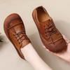 Fashion New Retro Anti Collision Oxfords Flats Women's Genuine Leather Walking Shoes Woman Laced Up Non Slip Soft Casual Moccasins Nurse
