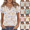 Damen Kurzarm V-Ausschnitt Blumenprint Lässig Locker Geschnitten Bluse Leichtes Sommer Oberteil für den täglichen Gebrauch