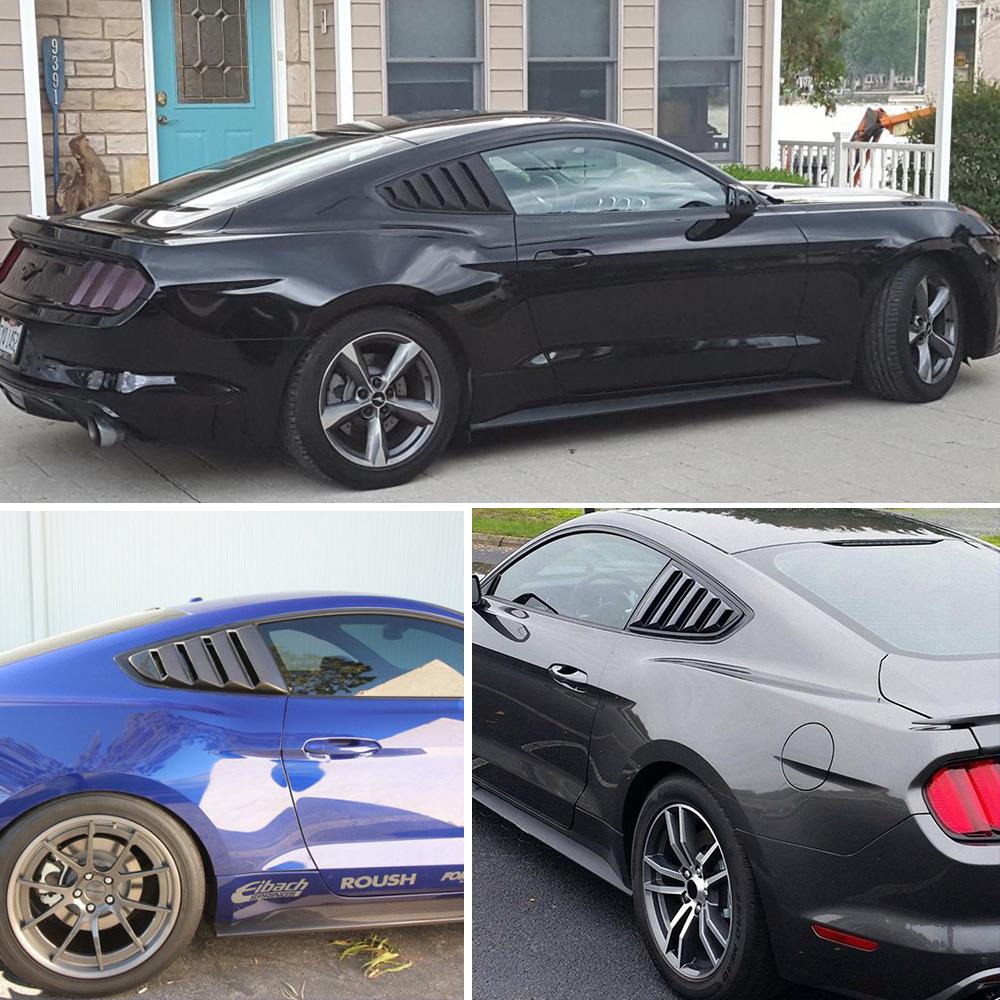 Ford Mustang 2015-2017 Gloss Black Rear Side Window Louvers