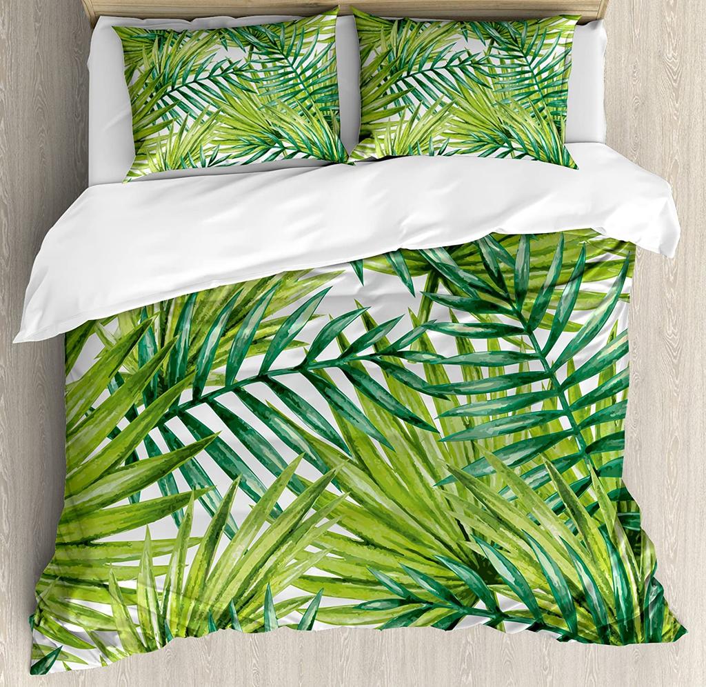 Eucalyptus Green Leaves Plant 3Pcs Bedding Set For Bedroom Double Bed Home Textile Duvet Cover Quilt Cover Pillowcase