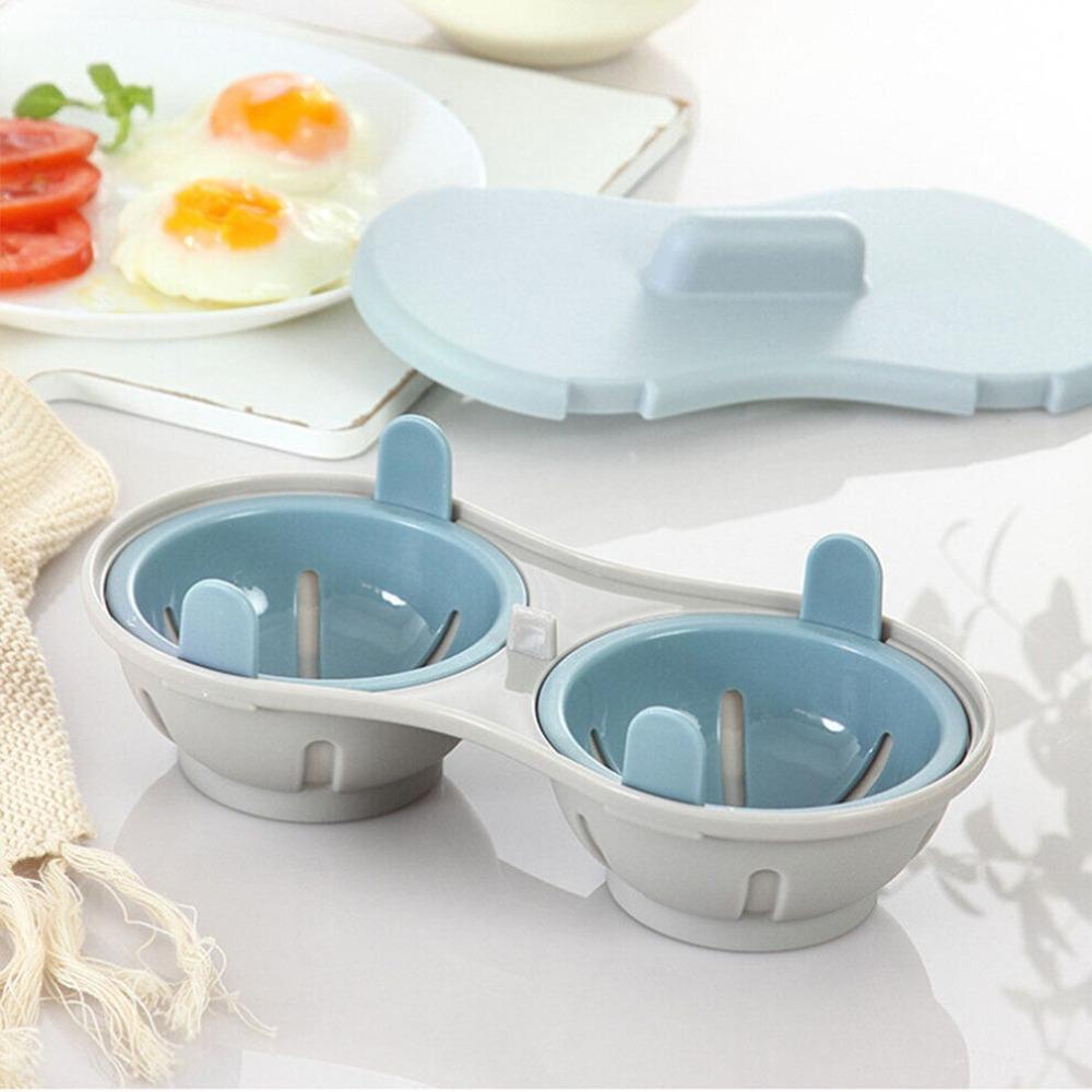 Double Cup Cooker Egg Boiler Detachable Drain Basket Egg Cooker  Cook Poached Eggs