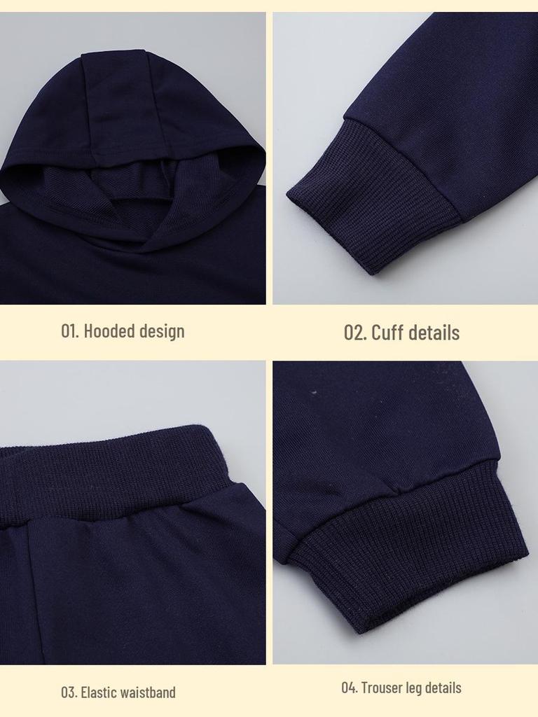 Kinder Einfarbig Langarm Kapuzenpullover und Hose Set - Herbst/Winter Freizeitkleidung