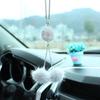 Pendentif créatif en forme de cœur pêche pour rétroviseur, boule de cristal et de diamant, style pompon, décoration de voiture