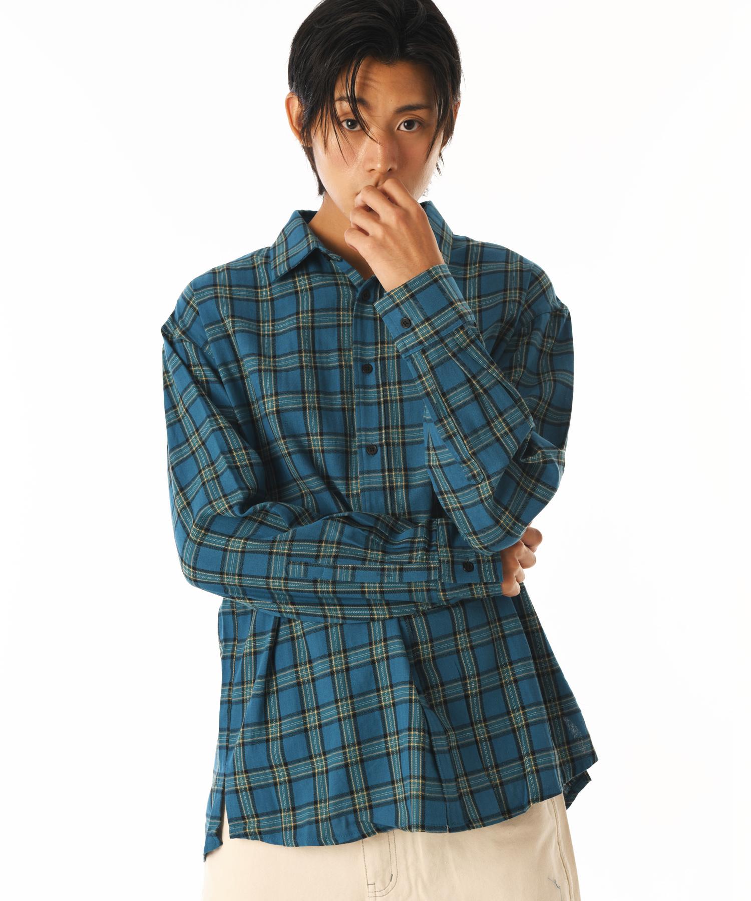 Peace Maker Blue Classic Check Shirts (Blue) Free/Free