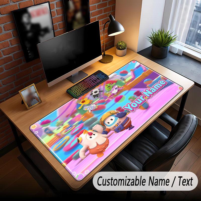 Custom Name Text Big Mouse Pad,Fall Guys Soft Non Slip Extended Desk Mat For Home Office