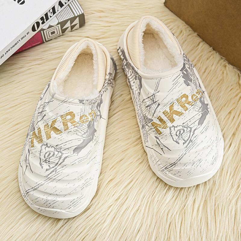 Fashion Men Winter Home Cotton Shoes Indoor Plus Slippers Plus Size Cover Toe Soft Warm Wateroof Daily Casual Women Couple Style Fashion