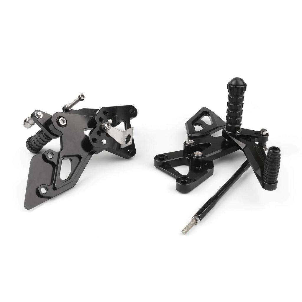 Bruce Shark Motorcycle Back Step Back Step Kit Adjustable Foot Pedal Easy Installation CNC Aluminum Applicable Yamaha YZF R25 R3 for Back Step Black &