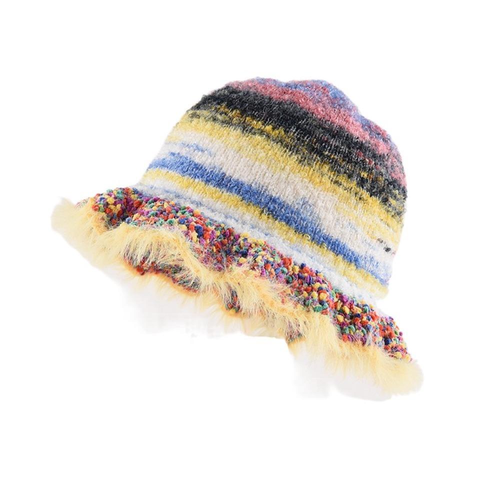 

Градиент цвета Радуга Полосатая вязаная шапка Дофамин Плюшевая Рыбацкая шапка Теплая Полосатая Масляная Картина Тканая Рыбацкая шапка