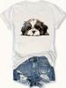 T-shirt Girocollo con Carino Cane Shih Tzu PeekaBoo Stampa Cartoon Donna Harajuku Manica Corta Casual Abbigliamento Estetico
