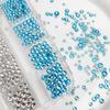 Blue Glass Nail Art Rhinestone Box Set - 12/6 Grids, Various Sizes, Flat-back Nail Decorations