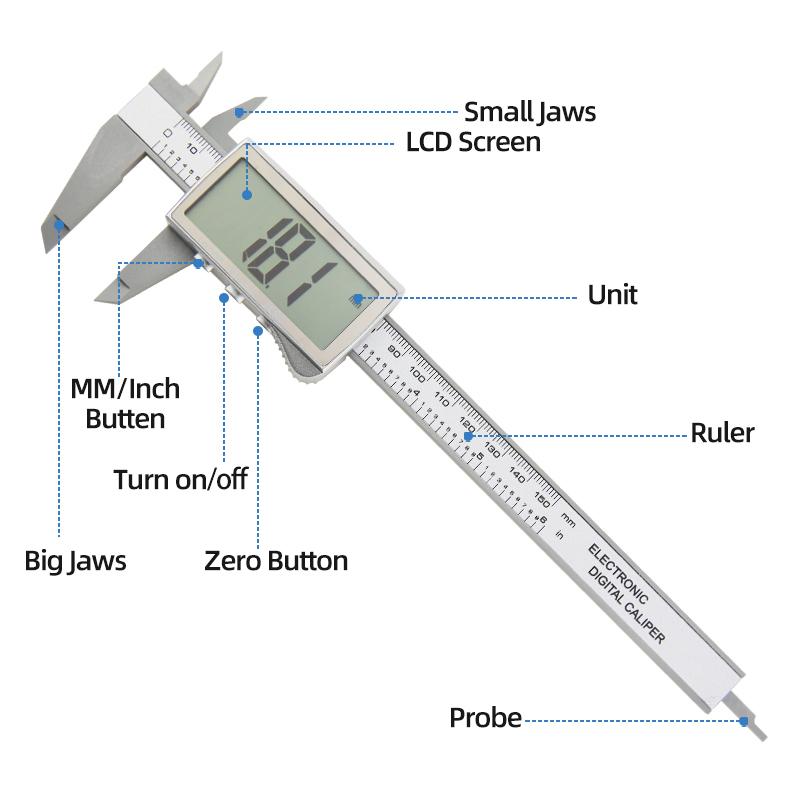 Digital Caliper Electronic Plastic Calipers Vernier Measuring Tools Carpentry Tool Ruler Large Screen Pachometer Digital Caliber