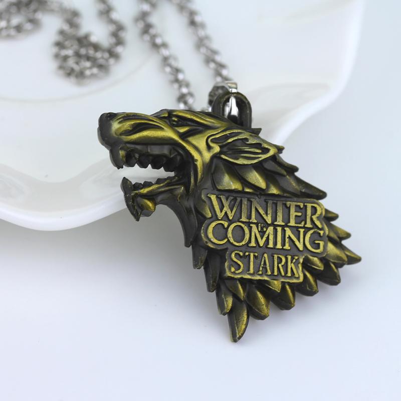 Serie TV Lupo Stark Trono portachiavi Inverno Sta Arrivando Collana con Ciondolo Vintage Logo 3D Famiglia Stark Gioielli Souvenir Regalo