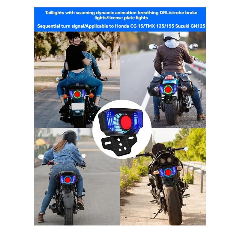 Universal 12V Motorcycle LED Brake Tail Light Signal Light With Integrated License Plate Bracket