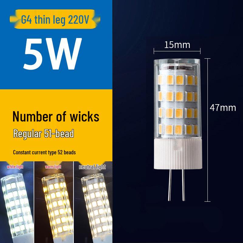 High Brightness G9 LED Pin Bulb, Flicker-Free, Energy-Saving, 220V Ceramic Corn Design.