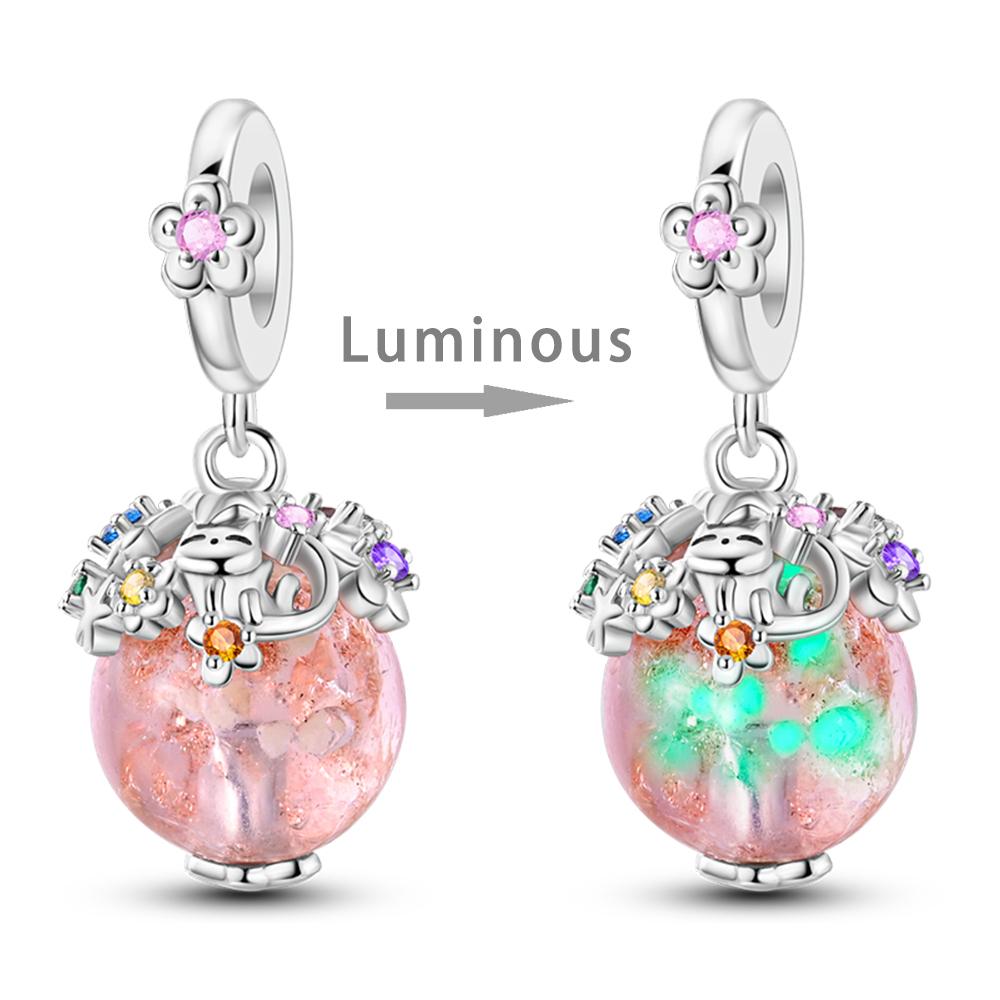 Copper Charms Luminous Amor Esmalte Beads Fit Original Bracelet Pendants Diy Jewelry Gift Charm For Women