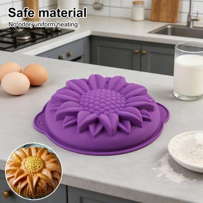 Large Sunflower Cake Mold Silicone Birthday Cake Baking Tray Flower Shaped Non-Stick Cake Pan for Baking Loaf Muffin Brownie Cheesecake Pie Bread