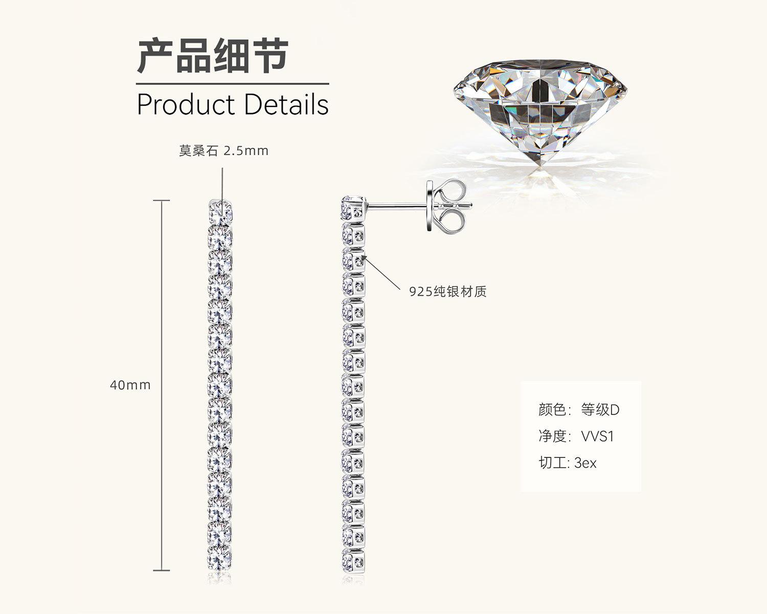 

Silvere Glam Best-selling 925 sterling silver moissanite tennis ball stud earrings in Europe and America, personalized and trendy ins earrings 0.9 carat+0.9 carat белый