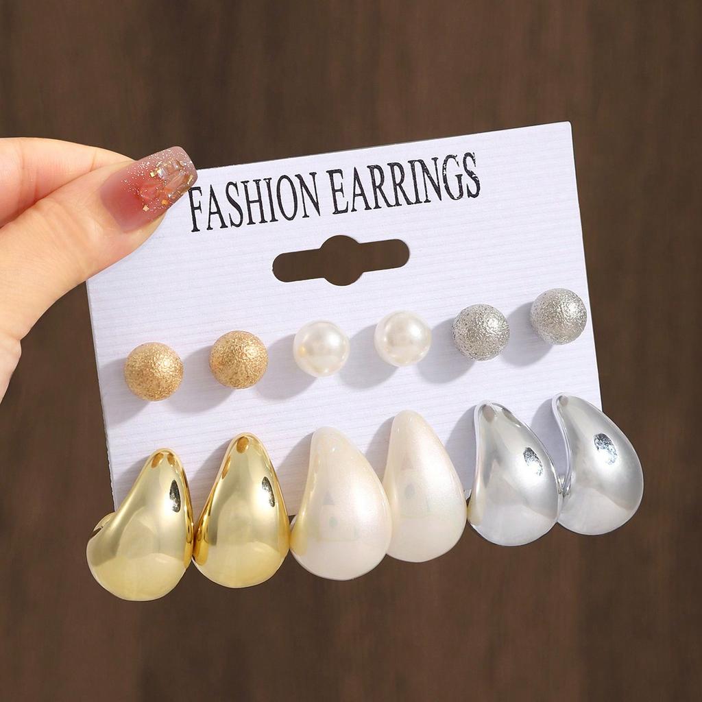 Hot-selling premium earrings, love water drop women's earrings set, multiple pairs of CCB twist earrings.