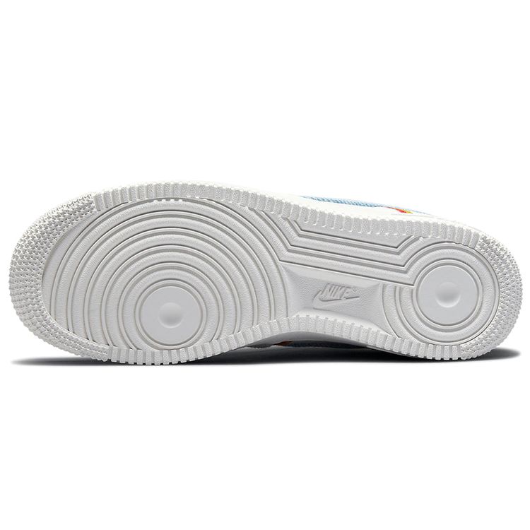 Nike Air Force 1 Low Sail Denim Swoosh Women Sneakers Cream Light-Armory-Blue Chili-Red DJ4655-133