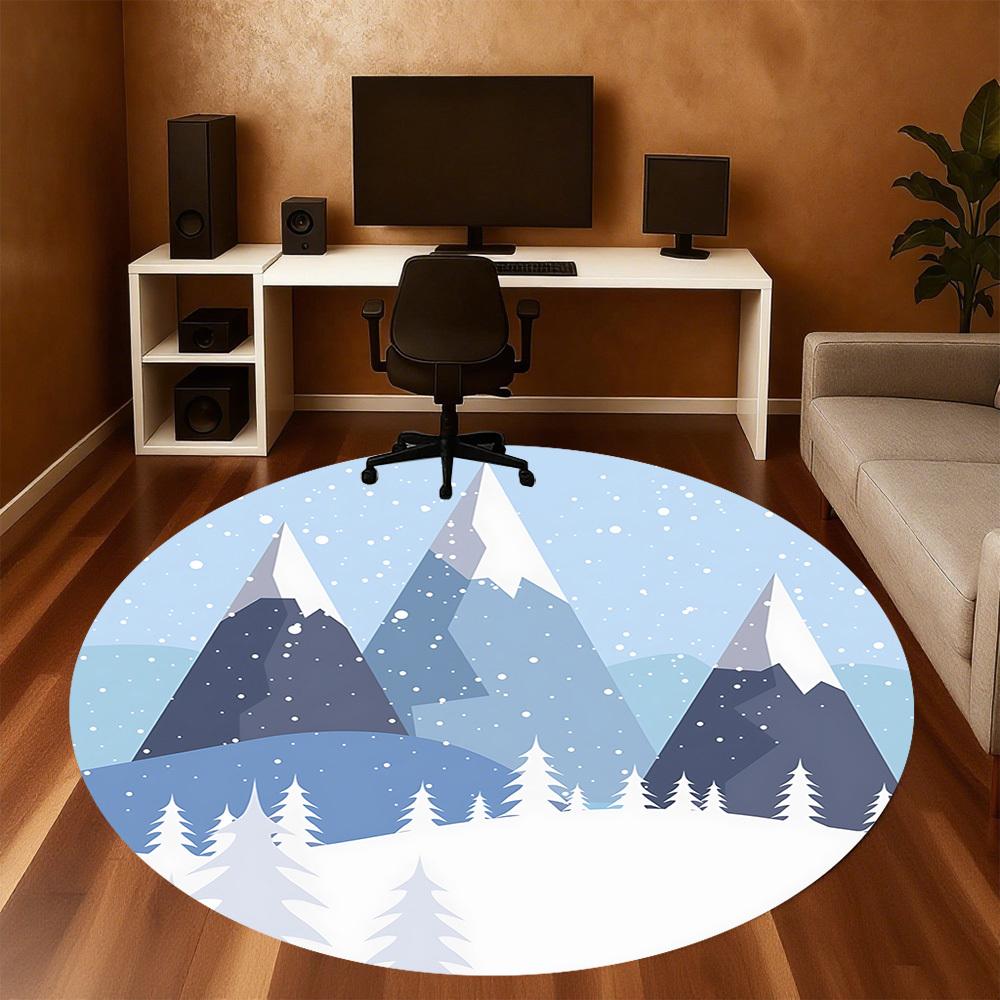 1pc mountain snow Round Chair mat Area Rug - Non-Slip, Floor Mat for Office, Bedroom, and Indoor Decor c1125427