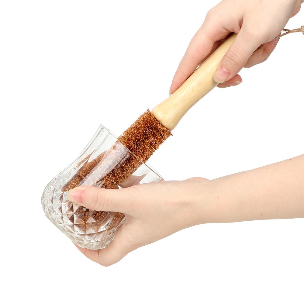 Coconut Palm Cup Brush Cleaning Brush Long Handle Bottle Brush Non-stick Skillet Glass Decontamination Pot Brush Oil Degreasing