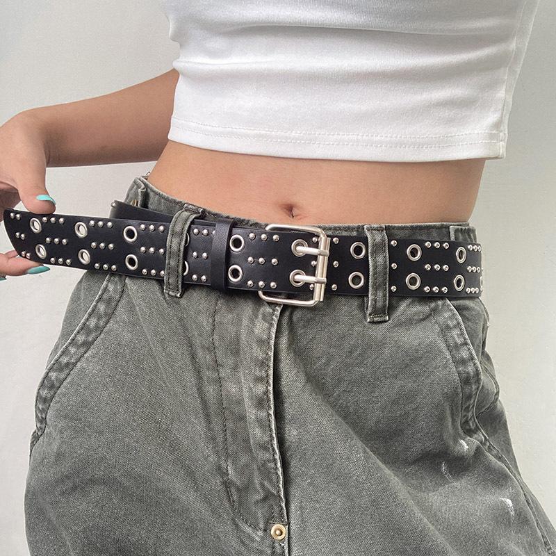 Cintura punk a doppio petto heavy metal, cintura decorativa alla moda per jeans