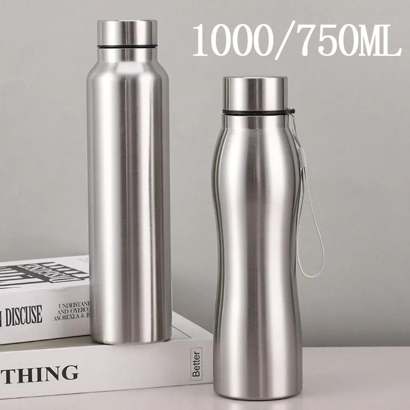 Borraccia sportiva in acciaio inossidabile da 1000 ml di alta qualità, monostrato, robusta, in metallo, per campeggio, sport, palestra