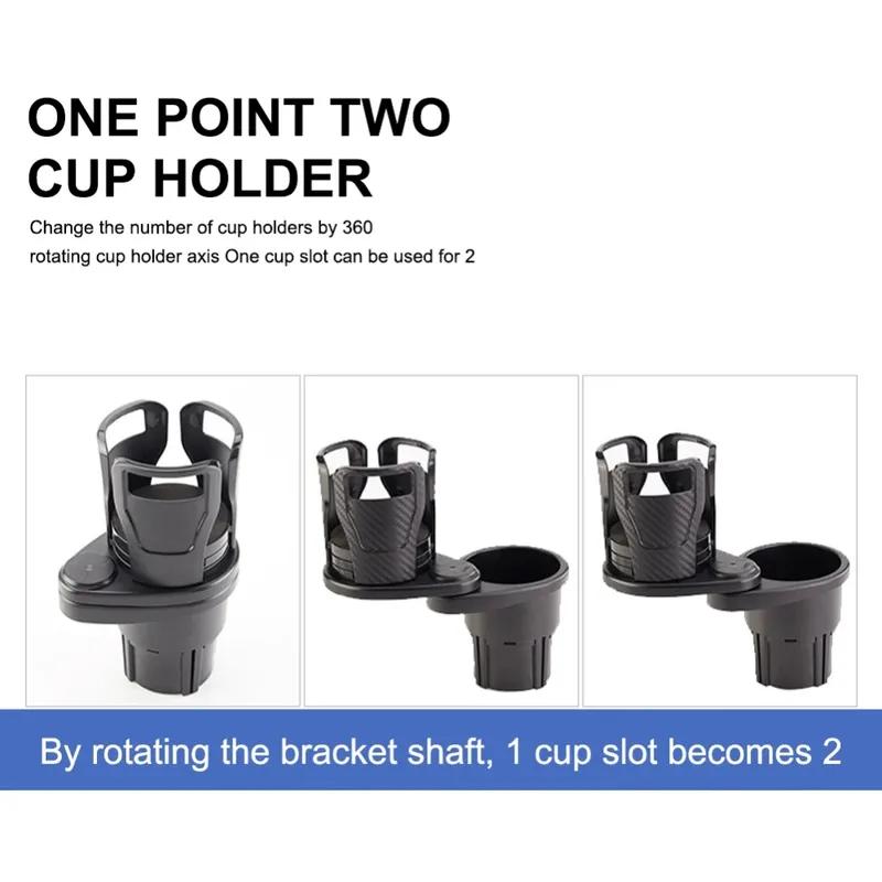 Adjustable 2-in-1 Car Cup Holder Multi-Function ABS Expandable Adapter Base Tray Beverage Bottle Organizer for Vehicle Interior