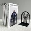 L-shaped Bookend 1 Pair Flower Metal Bookends, Decorative Vase Book Ends for Non-slip Shelves, Black Holder Stopper Home Office Reading Room