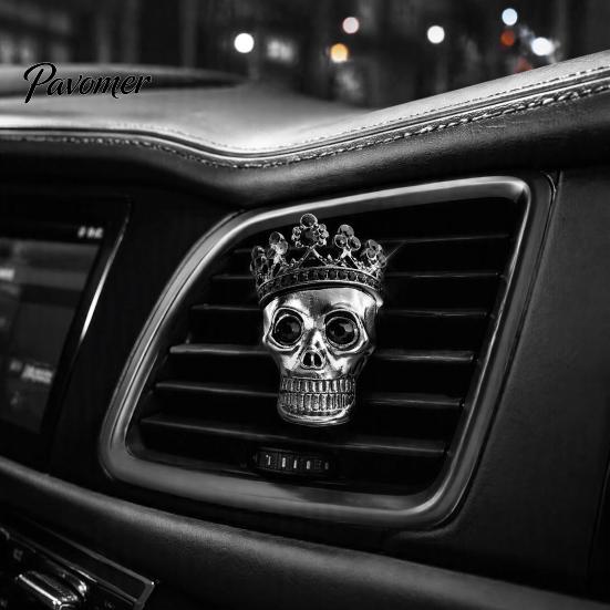 Car Scent Diffuser Accessories Crown Skull Air Freshener Vent Clip, Fragrance Diffuser, Metallic Clip Gothic Auto Interior Decoration Accessory