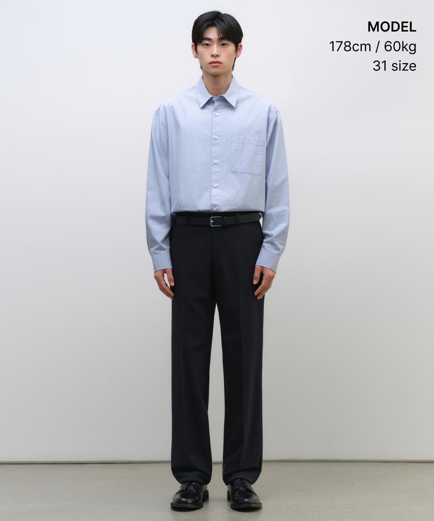MUSINSA STANDARD Whipcord Straight Hidden Banding Slacks [Navy]