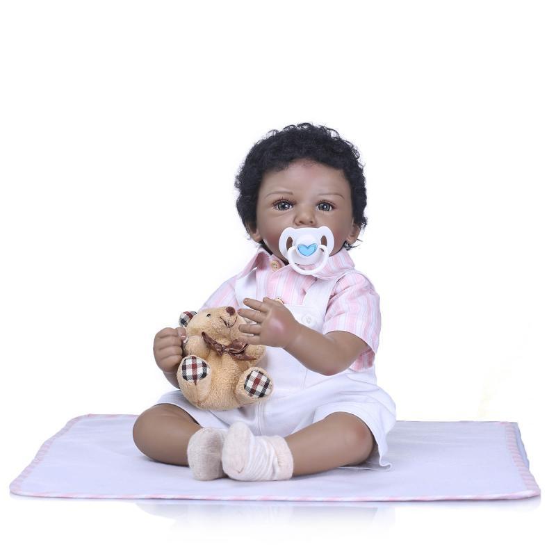 New African American Black Skin Tone Infant Doll for Early Education
