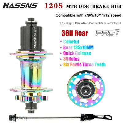 HASSNS Pro 7 32h Rear Hub Bearing 32Holes Freehub MTB Bike Four Palin 32H Rear Hub for 7-12 Speed Noisy Cube Bicycle 6 Pawl Hubs