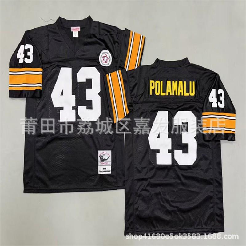 Pittsburgh Steelers Vintage NFL Football Jersey Men Cotton Embroidered Training Shirt Rugby Sport Wear