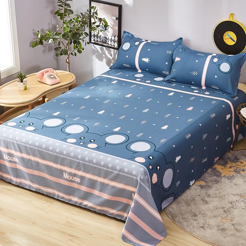 Washed Cotton Flat Sheets Summer Breathable Bedroom Bedding Mattress Cover Soft Minimalist Double Bed Sheet 180x230cm Household