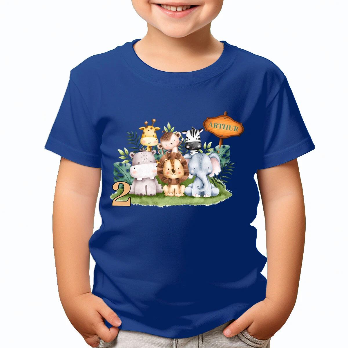 

Custom Name Jungle Animal Birthday T-Shirt 1st To 14th Birth Day Party #TA-195 100