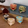 Elegant Heart-Shaped Metal Jewelry Box With Enamel Floral Design Rings Earrings Storage Gift